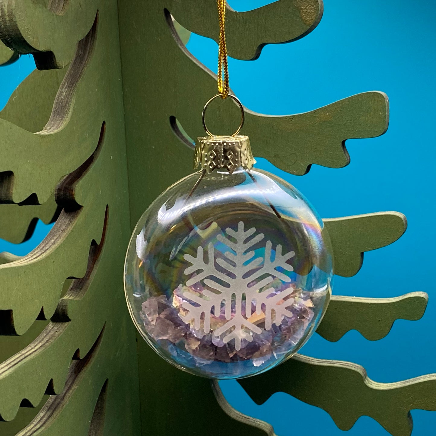 2" Small Fluffy Snowflake, Lavender Sparkle
