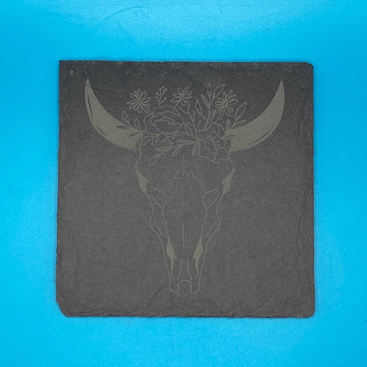 Floral Skull Slate Coaster - Crosby Girls Crafts