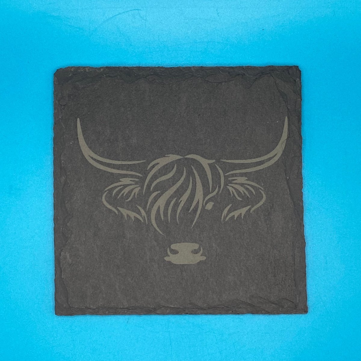 Wispy Highland Coo Slate Coaster - Crosby Girls Crafts